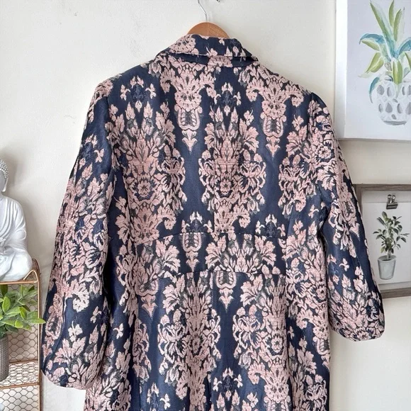 Anthropologie Luisa Blush Jacquard and Blue Denim Statement Jacket Coat Size XL - Picture 7 of 13